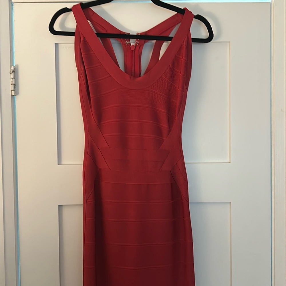 Herve Legar bandage gown red size small as seen on Sofia vegara